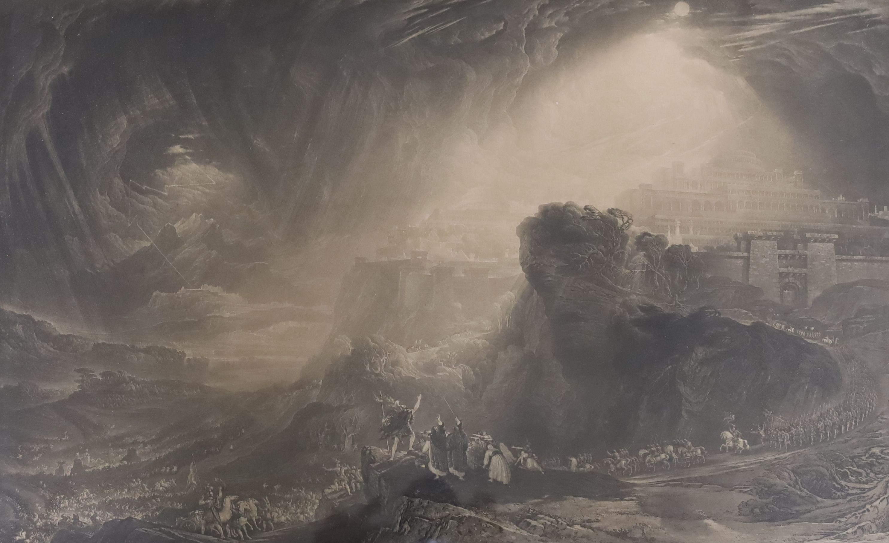After John Martin (1789-1854), mezzotint, 'Joshua commanding the Sun....', 42 x 68cm